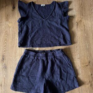 Rails Navy Blue Miley Top Leighton Short‎ Set Size M